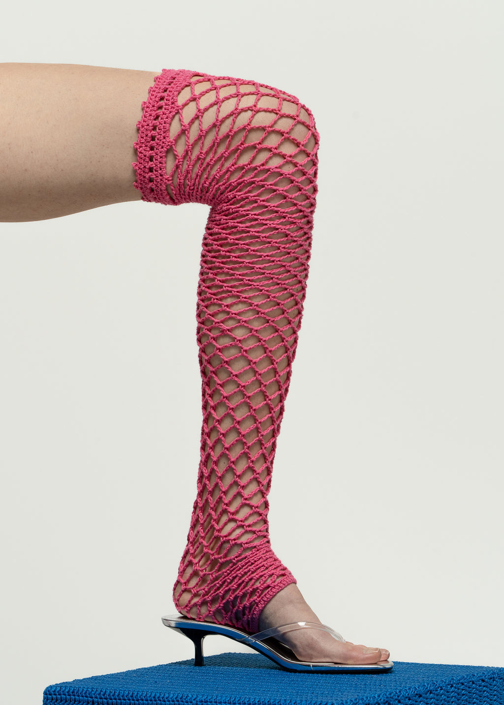 Signal Pink Crochet Socks